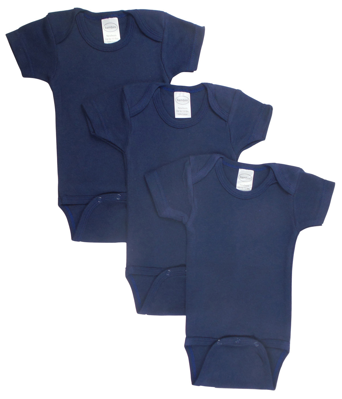 Lot de 3 Bodies Bébé Manches Courtes Bleu Marine