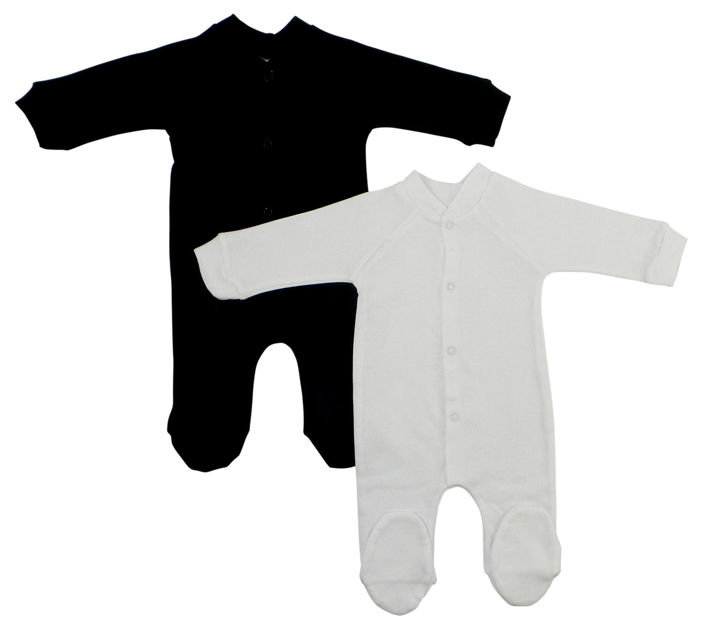 Pyjama Bébé Noir & Blanc Interlock – Lot de 2 à Pieds Fermés