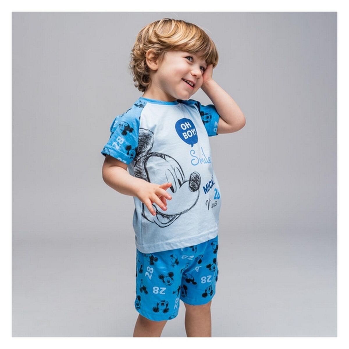 Pyjama Enfant Mickey Mouse Bleu – Ensemble Été 100 % Coton