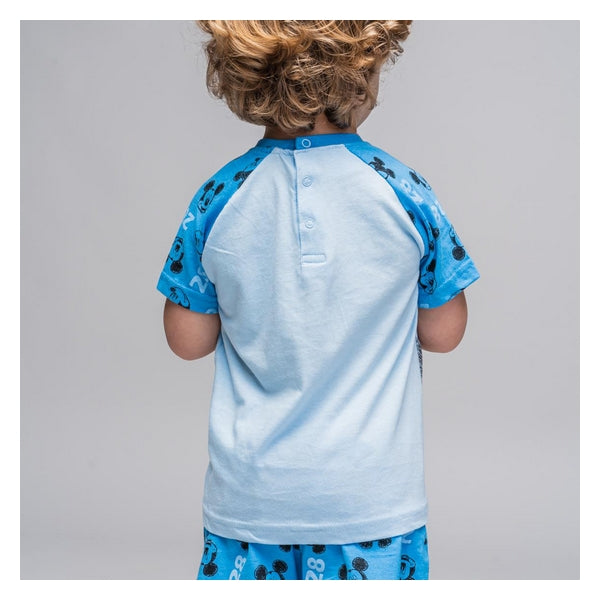 Pyjama Enfant Mickey Mouse Bleu – Ensemble Été 100 % Coton