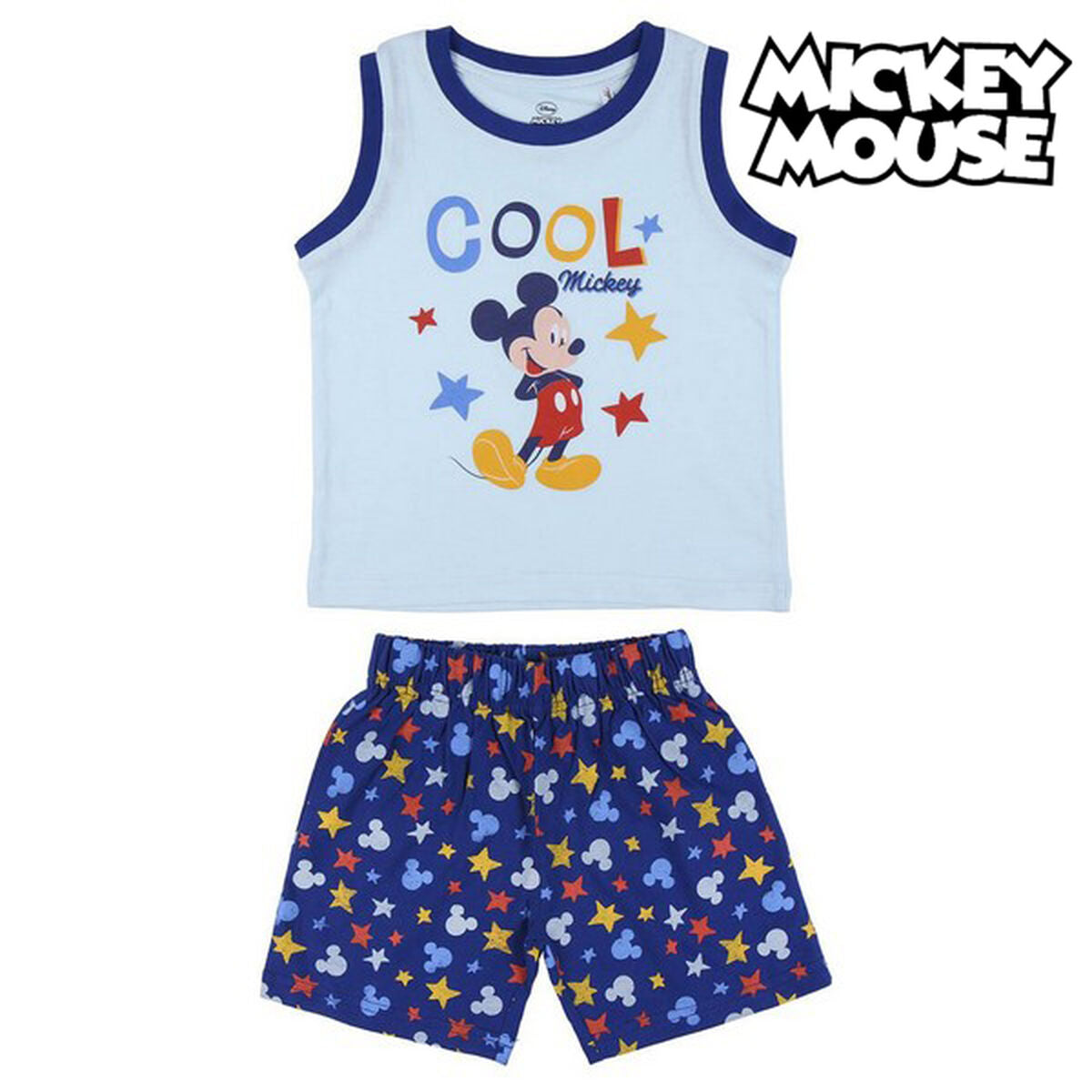 Pyjama Enfant Mickey Mouse Bleu – Ensemble Été Coton Léger