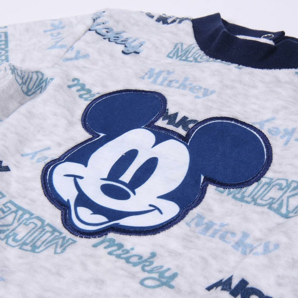 Pyjama Bébé Mickey Mouse Gris – 100 % Coton Manches Longues