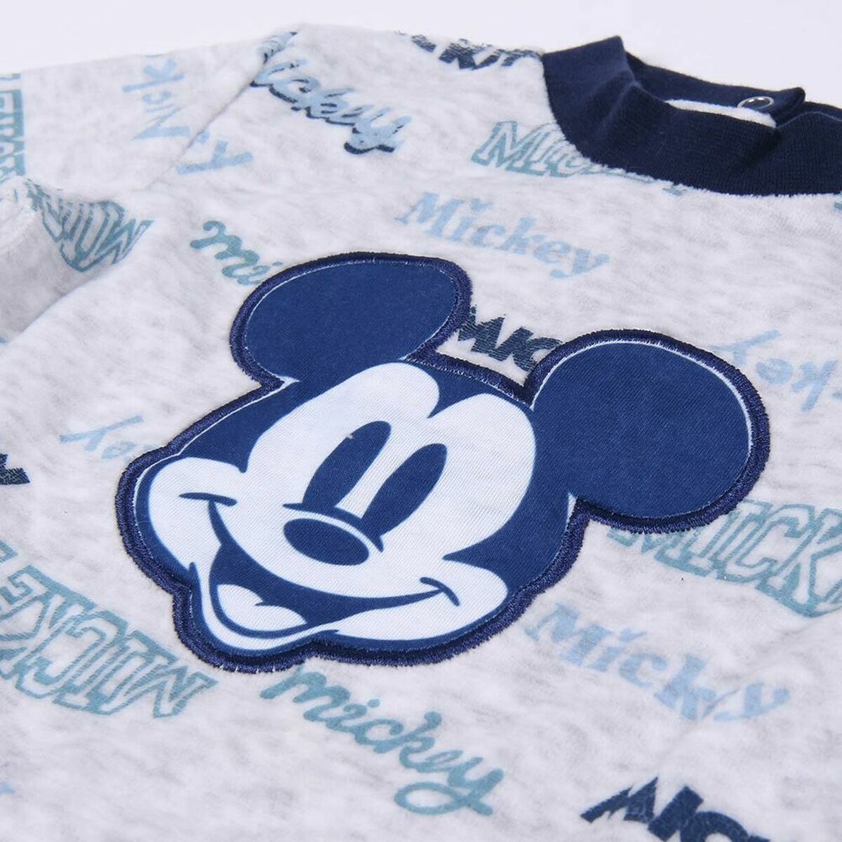 Pyjama Bébé Mickey Mouse Gris – 100 % Coton Manches Longues