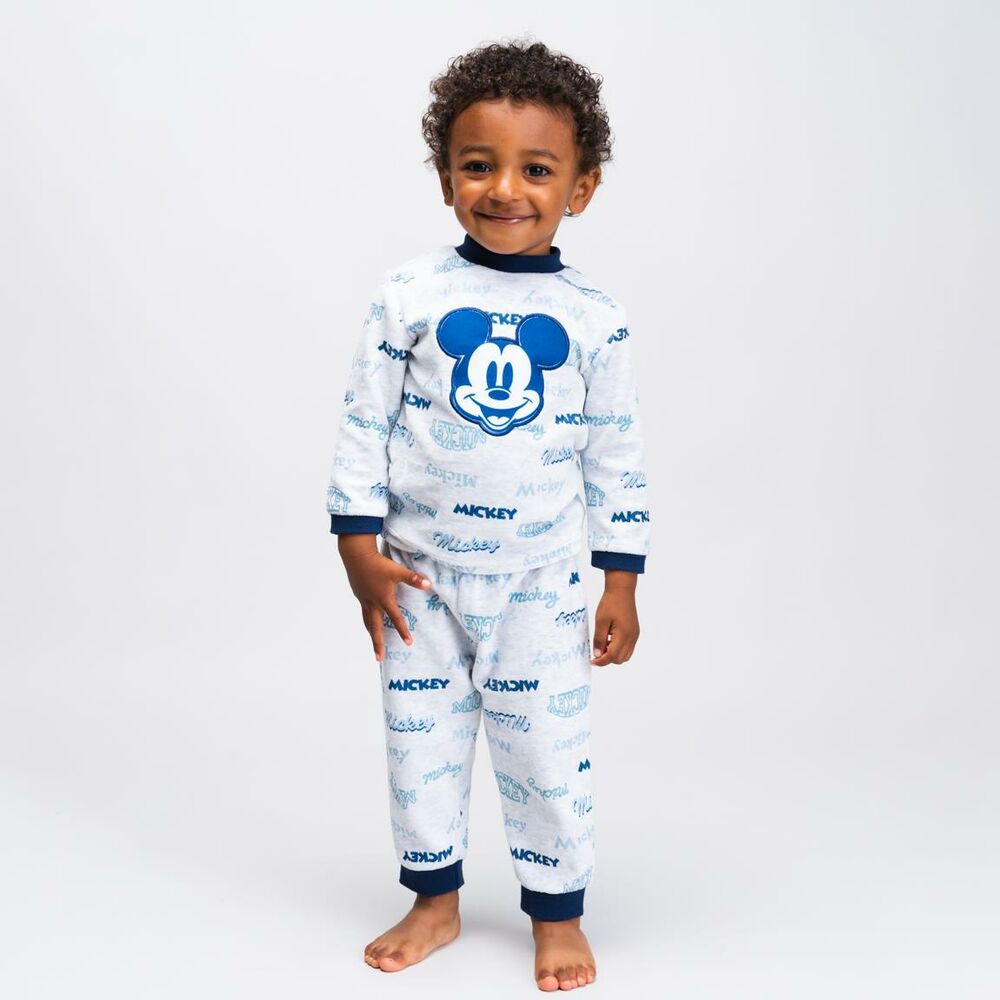 Pyjama Bébé Mickey Mouse Gris – 100 % Coton Manches Longues