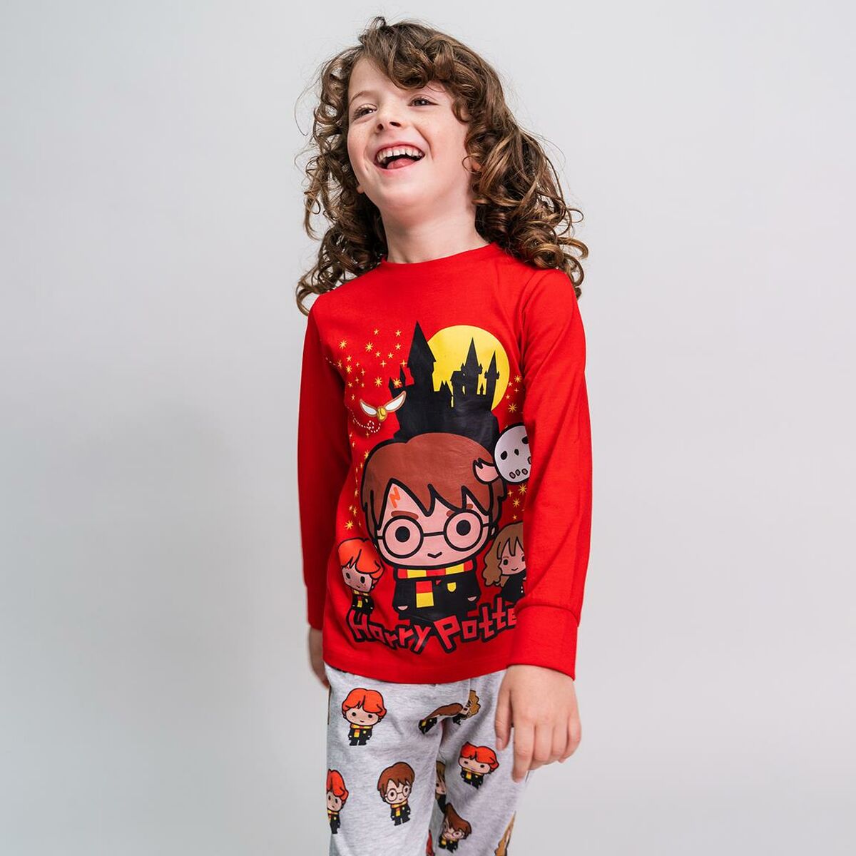 Pyjama Enfant Harry Potter Rouge – 100 % Coton à Motifs Magiques