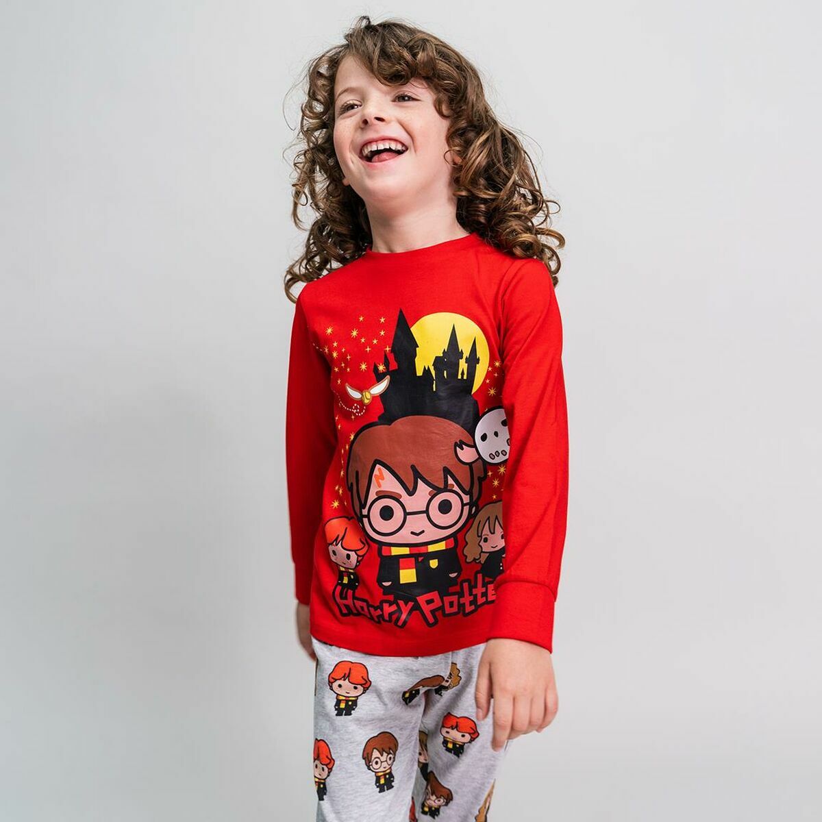 Pyjama Enfant Harry Potter Rouge – 100 % Coton à Motifs Magiques