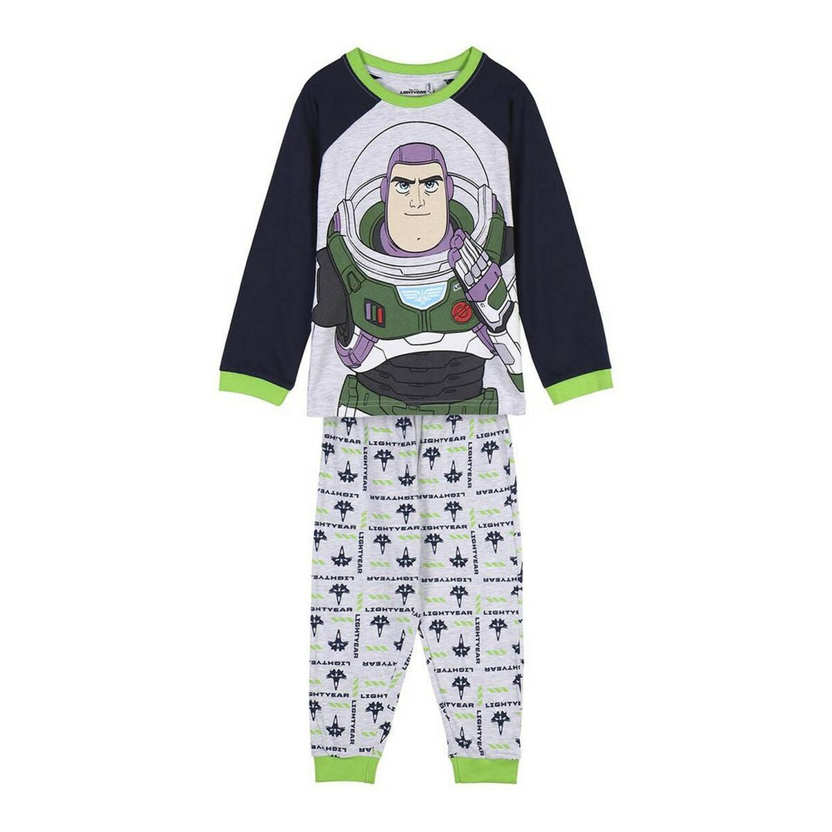 Pyjama Enfant Buzz L’Éclair Gris – 100 % Coton Manches Longues