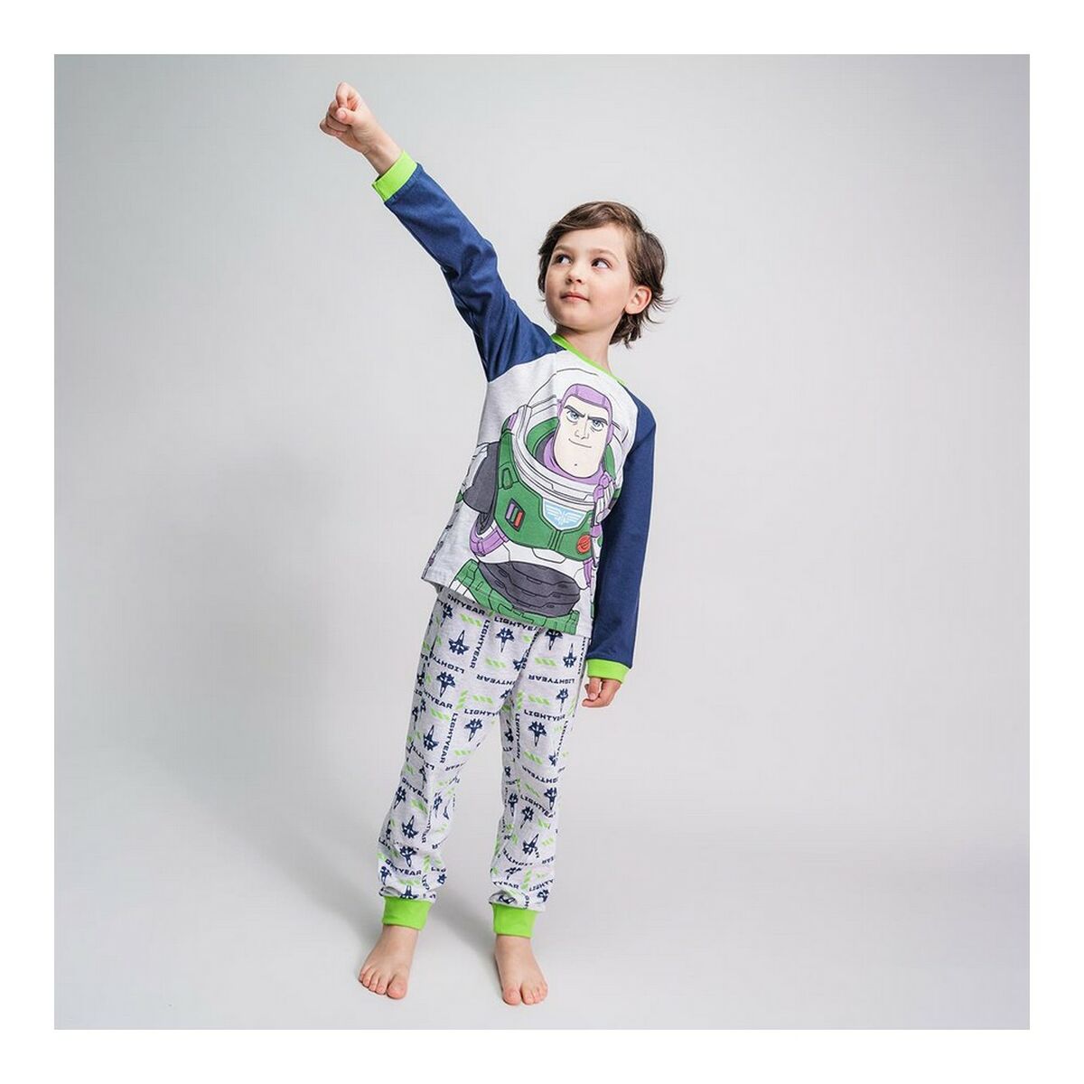Pyjama Enfant Buzz L’Éclair Gris – 100 % Coton Manches Longues