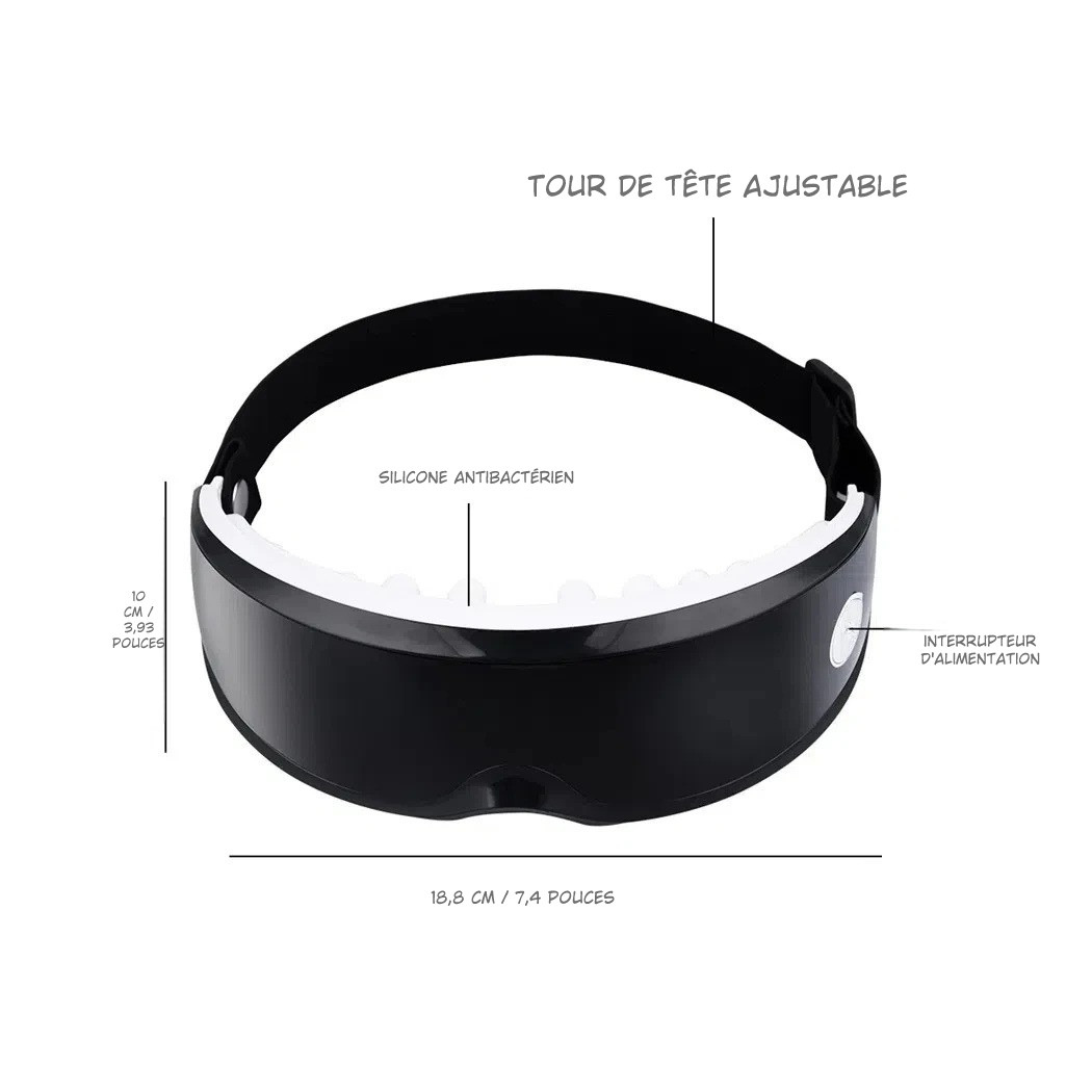 Masque de Massage Oculaire Intelligent – 9 Modes Vibratoires & Thérapie Magnétique | Soulage la Fatigue, Cernes & Stress Visuel