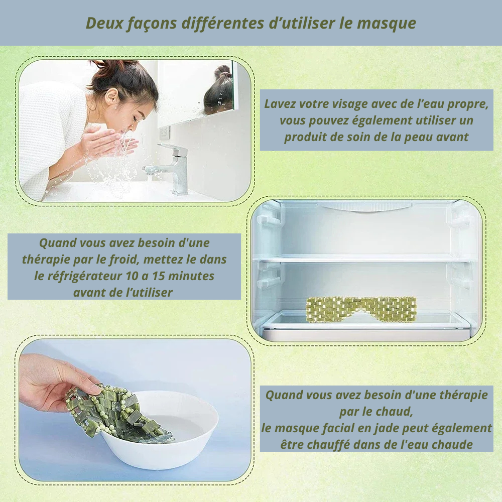 Masque de massage rafraîchissant pour les yeux en jade naturel, pour la relaxation des yeux, sommeil réparateur...