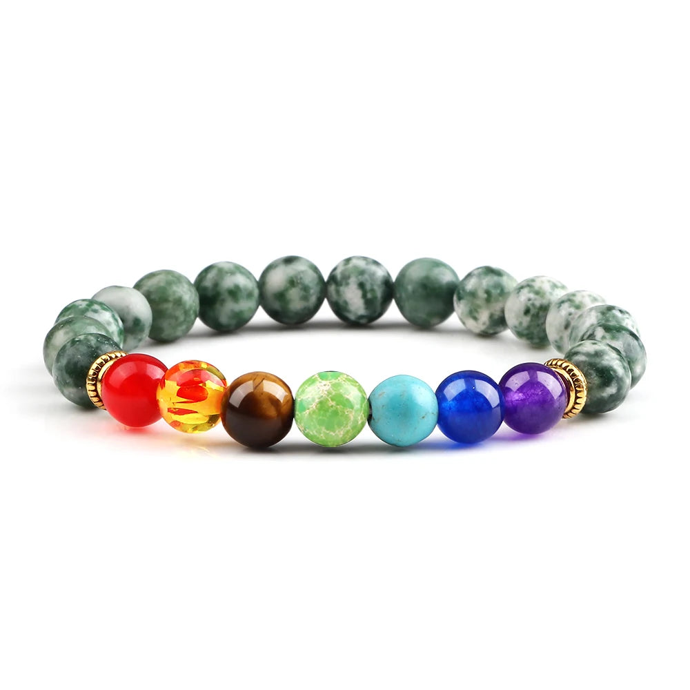 Bracelets 7 Chakras en Pierres Naturelles & Lave – Lot de 2 Bijoux Reiki Ajustables