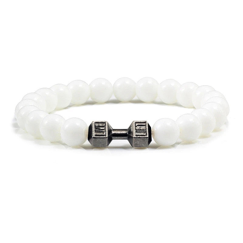 Bracelet Pierre de Lave Noire & Blanche – Bijou Sport, Force & Équilibre