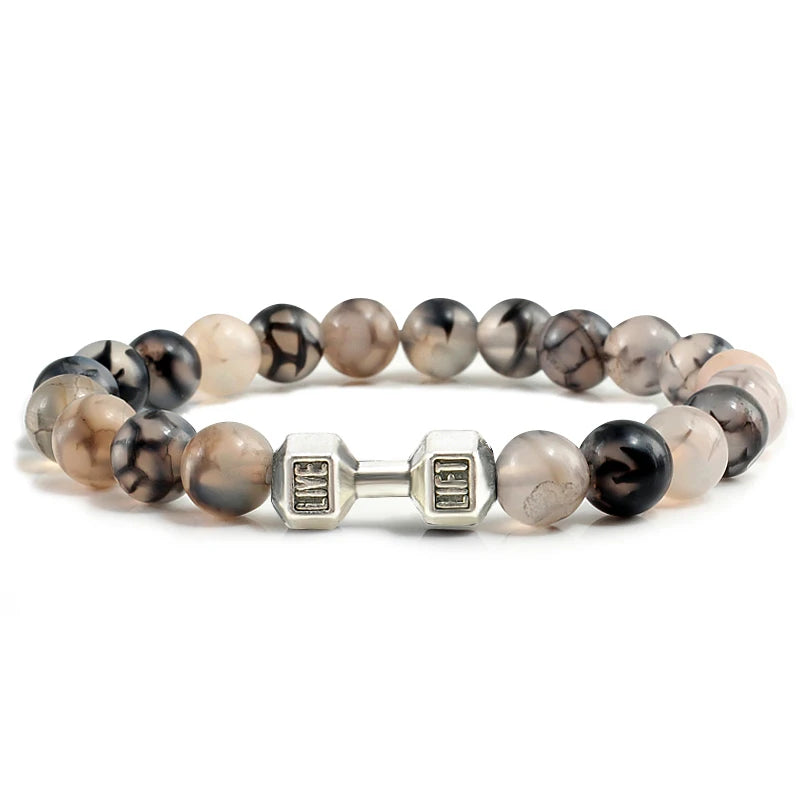 Bracelet Pierre de Lave Noire & Blanche – Bijou Sport, Force & Équilibre