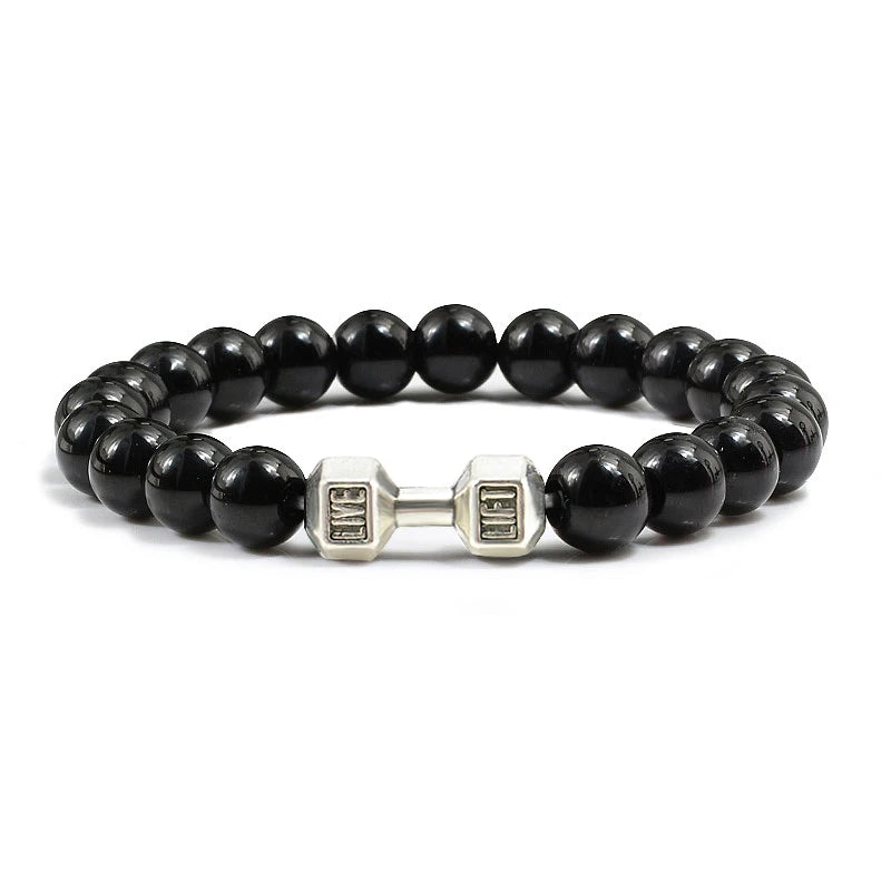Bracelet Pierre de Lave Noire & Blanche – Bijou Sport, Force & Équilibre