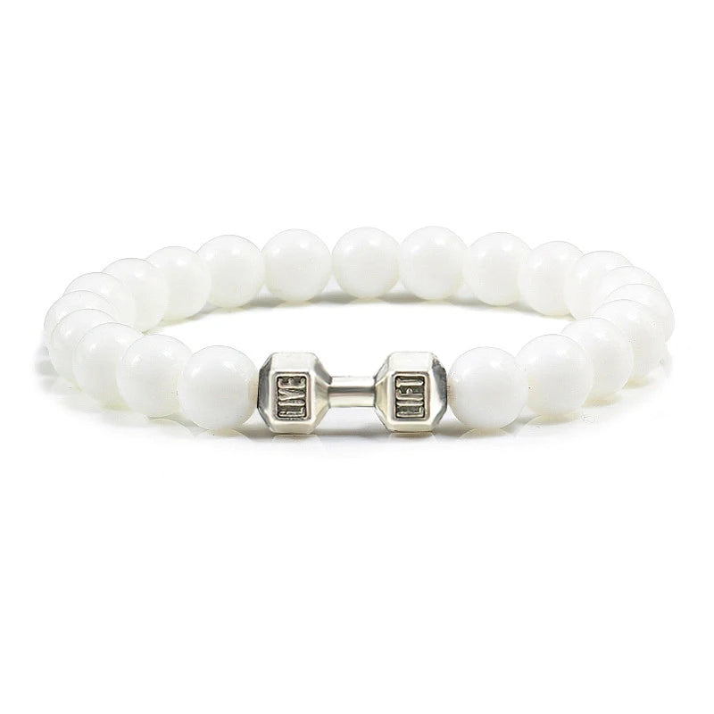 Bracelet Pierre de Lave Noire & Blanche – Bijou Sport, Force & Équilibre