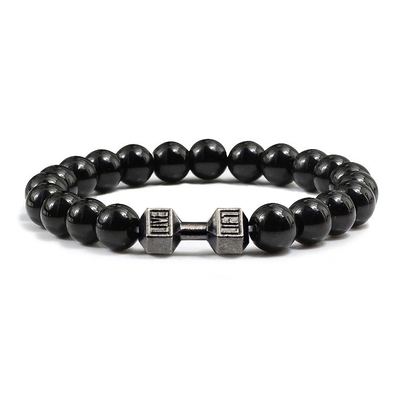 Bracelet Pierre de Lave Noire & Blanche – Bijou Sport, Force & Équilibre
