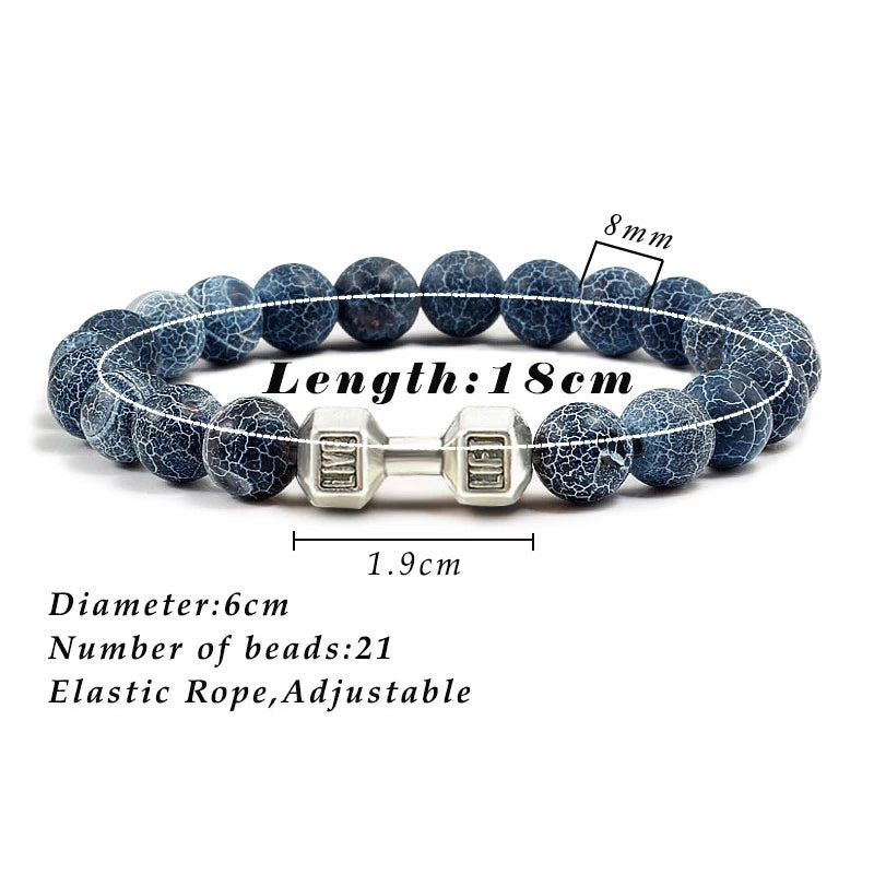 Bracelet Pierre de Lave Noire & Blanche – Bijou Sport, Force & Équilibre