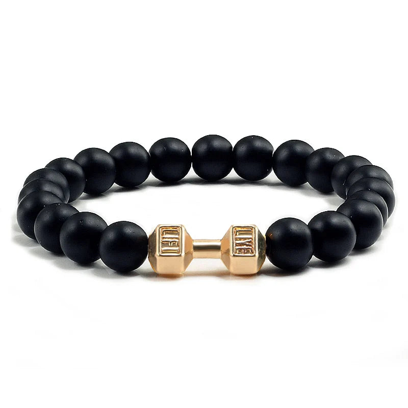 Bracelet Pierre de Lave Noire & Blanche – Bijou Sport, Force & Équilibre