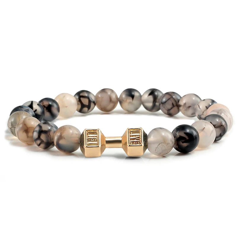 Bracelet Pierre de Lave Noire & Blanche – Bijou Sport, Force & Équilibre