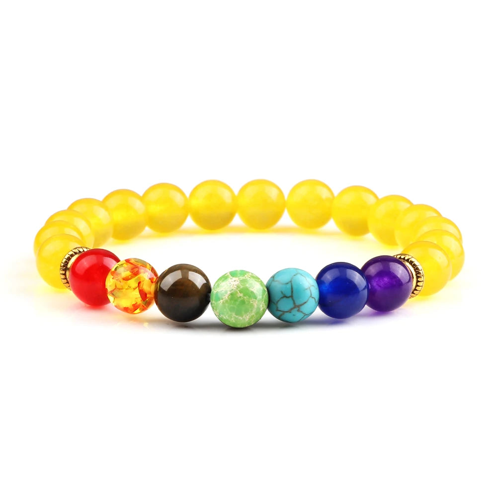 Bracelets 7 Chakras en Pierres Naturelles & Lave – Lot de 2 Bijoux Reiki Ajustables