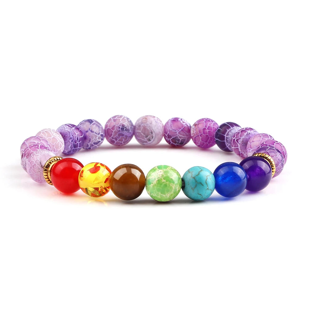 Bracelets 7 Chakras en Pierres Naturelles & Lave – Lot de 2 Bijoux Reiki Ajustables
