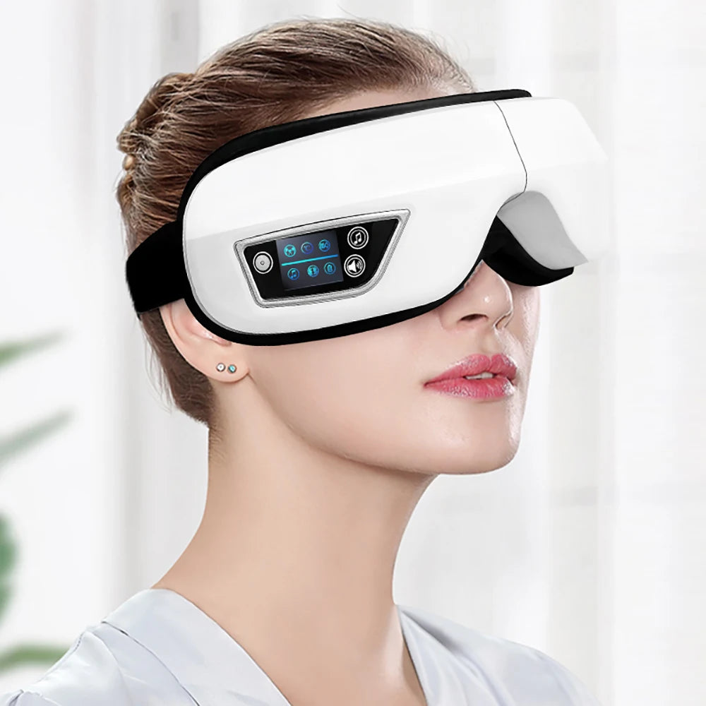 Masque de Massage Intelligent pour les Yeux 6D – Vibrations, Airbags & Musique Relaxante