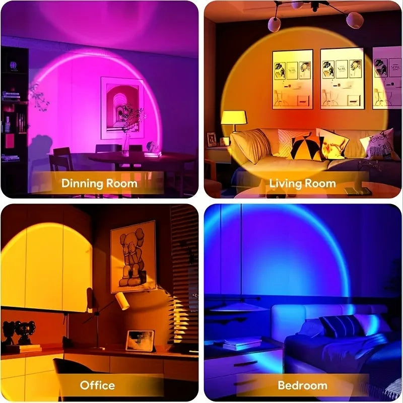 Lampe Sunset LED 16 Couleurs avec Télécommande – Lumière Ambiance Coucher de Soleil | Déco Chambre & Relaxation