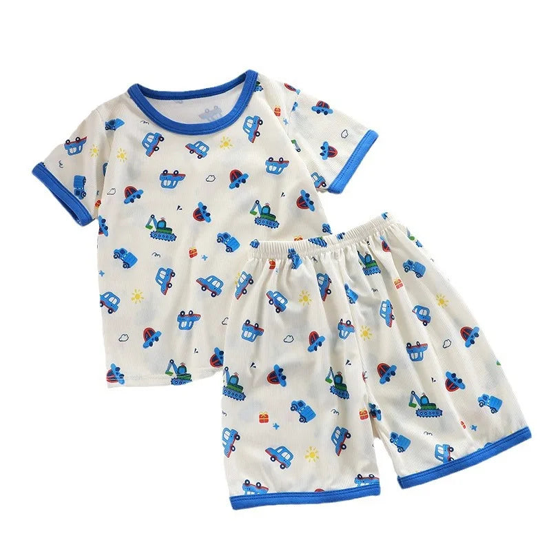 Pyjama Bébé & Enfant – Ensemble à Manches Courtes | Motifs Cartoon Confortables | Pyjamas Été & Homewear