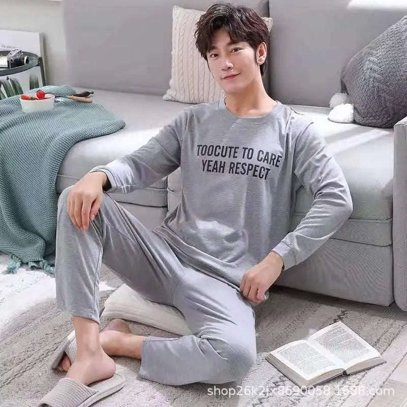 Pyjamas Homme – Manches Longues, Rayures & Motif Cartoon