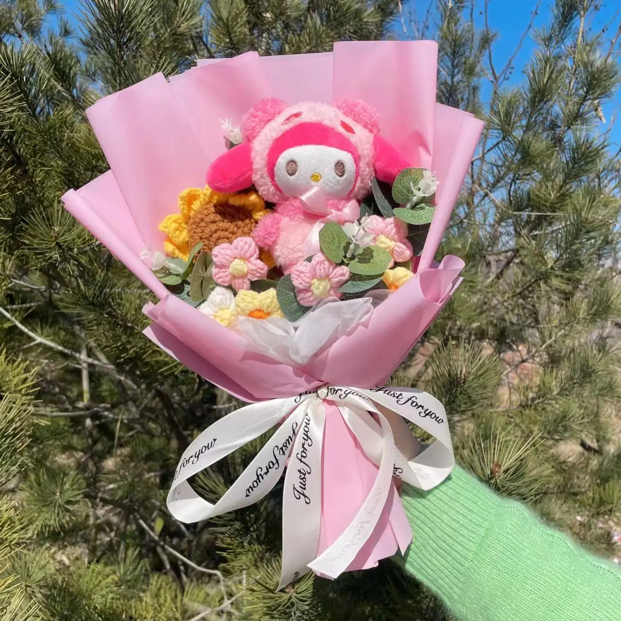 Bouquet Hello Kitty Kawaii – Peluche + Fleurs Artificielles