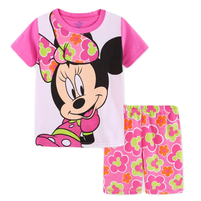 Pyjama Été Enfant – Ensemble Coton à Manches Courtes Elsa, Minnie & Autres Motifs | Fille & Bébé