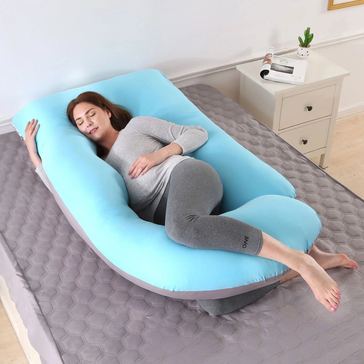 Oreiller de Corps Complet 60" – Coussin de Grossesse & Soutien Total | Dos, Jambes, Hanches & Ventre | Housse Incluse