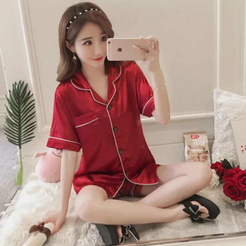 Pyjama Femme Satin – Ensemble 2 Pièces Débardeur & Short | Loungewear Élégant et Léger