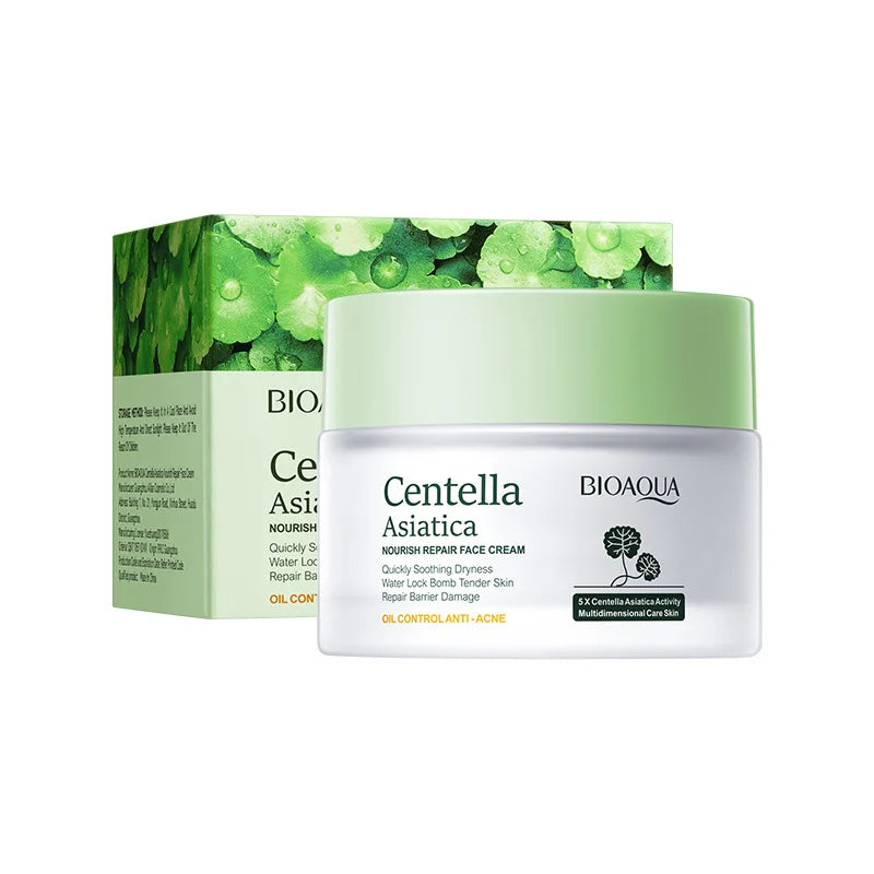 BIOAQUA Crème Visage à la Centella Asiatica – Hydratante, Nourrissante & Raffermissante | Soin Apaisant Peau Sensible