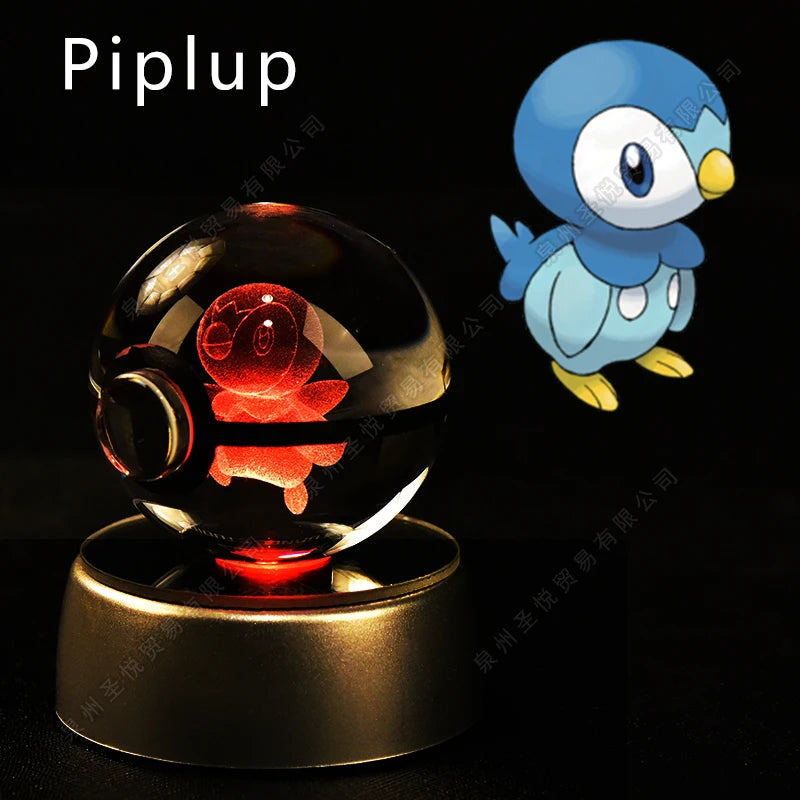 Boule Pokémon Cristal 3D avec Lumière – Pikachu, Gengar, Mewtwo | Pokéball Lumineuse Cadeau Enfant
