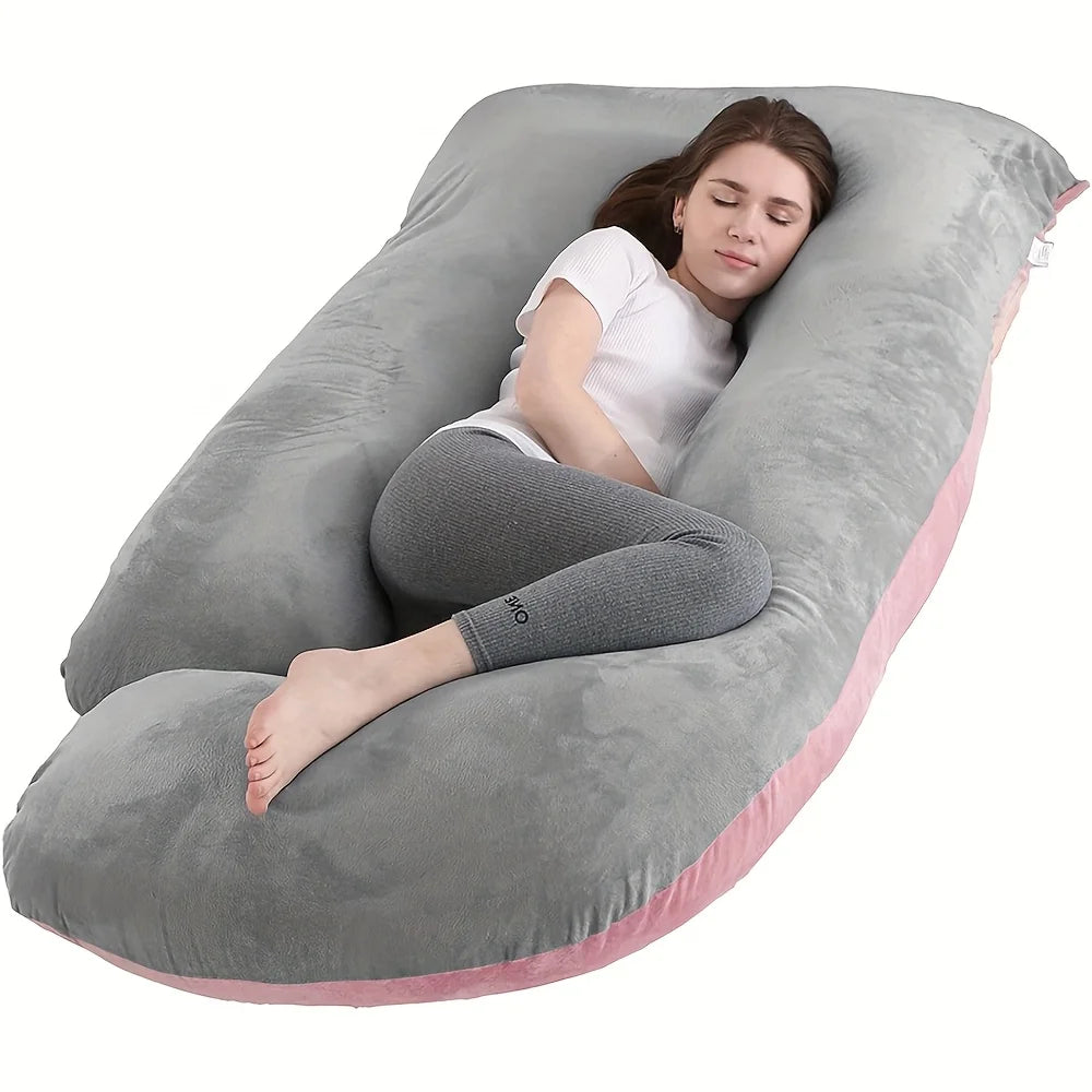 Oreiller de Corps Complet 60" – Coussin de Grossesse & Soutien Total | Dos, Jambes, Hanches & Ventre | Housse Incluse