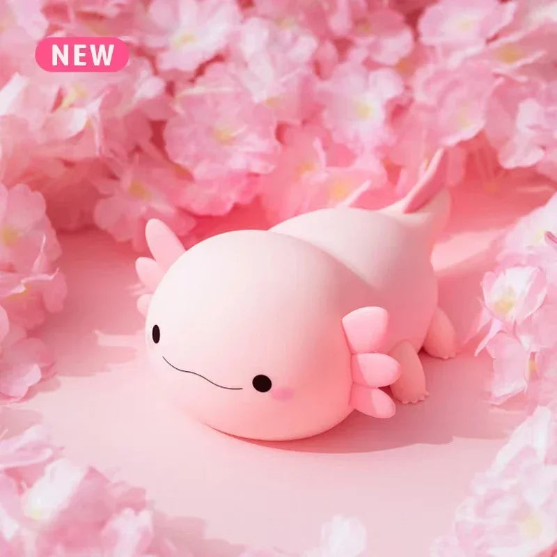 Veilleuse Axolotl Silicone Tactile – Lampe USB Rechargeable pour Enfants & Bébés | Lumière Douce & Apaisante