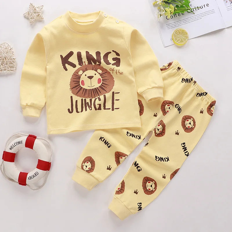 Pyjama Bébé Mi-Saison en Coton – Ensemble 2 Pièces Garçon & Fille | Sous-vêtements Confort Automne & Printemps