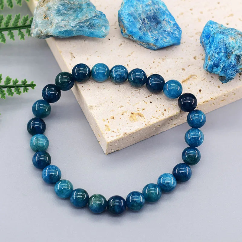 Bracelet en Apatite Bleue Naturelle – Énergie, Circulation & Vitalité