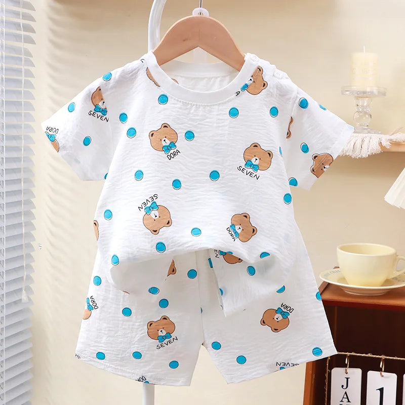 Pyjama Enfant Été – Ensemble Léger Unisexe Garçon & Fille | Couleurs Unies, Tissu Ultra Doux & Confortable