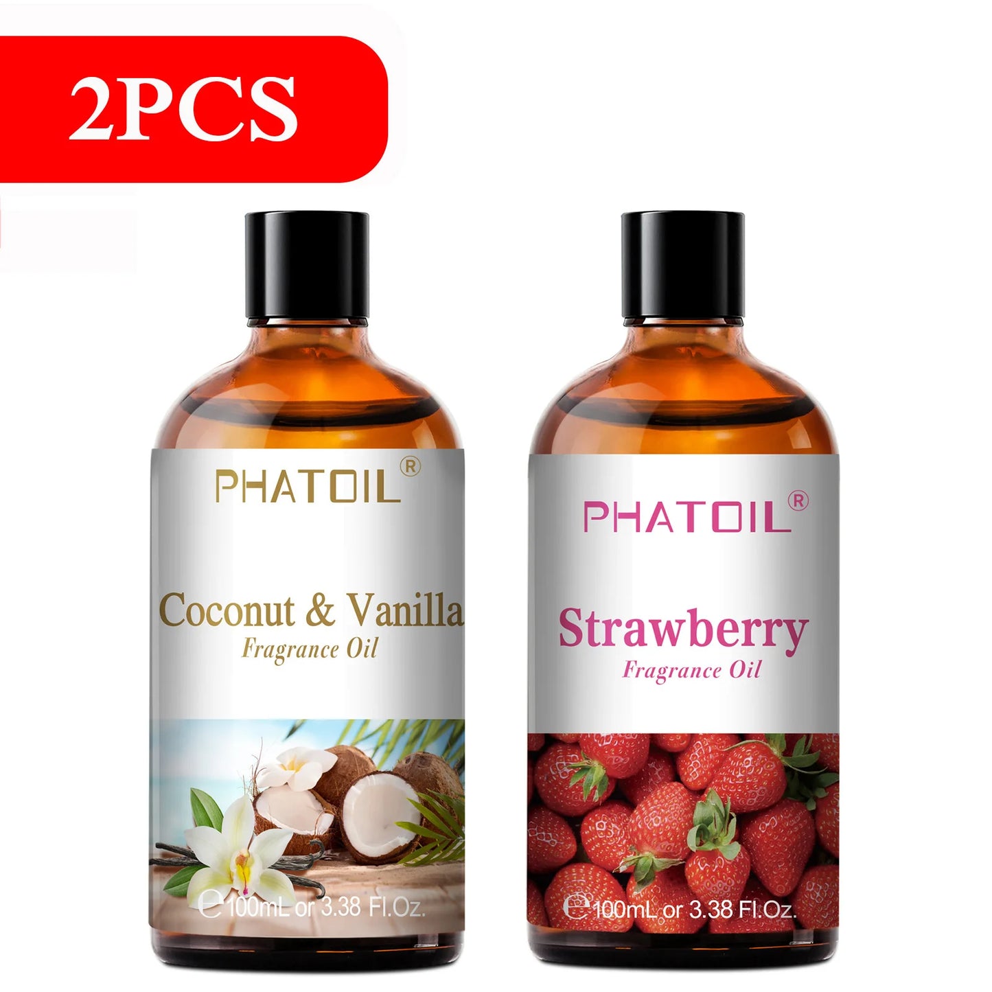 Huile Aromathérapie PHATOIL 100ml – Coco, Vanille, Fraise, Citron | Pour Diffuseur & Bougies