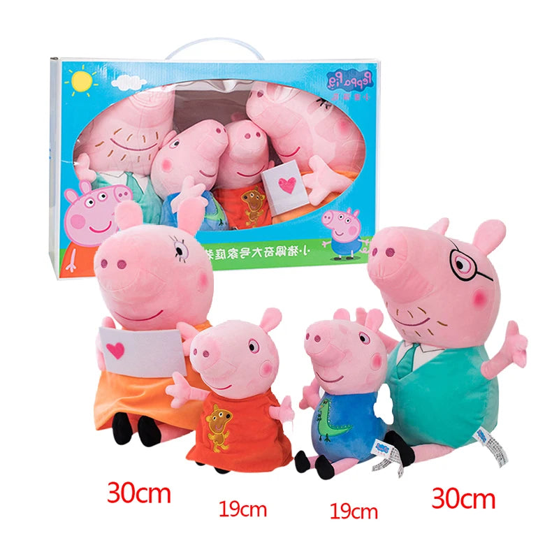 Set de 4 Peluches Peppa Pig – Famille Complète (Peppa, George, Maman Pig & Papa Pig)