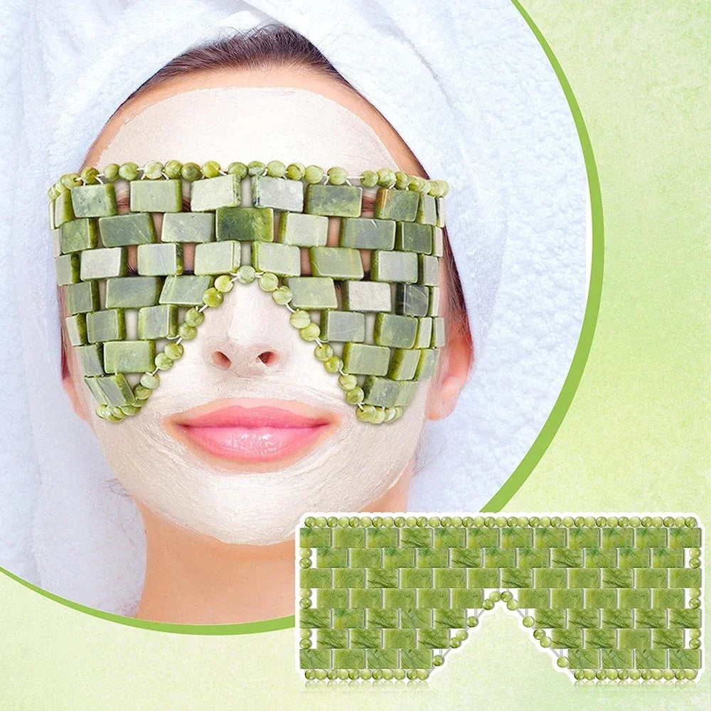 Masque de massage rafraîchissant pour les yeux en jade naturel, pour la relaxation des yeux, sommeil réparateur...