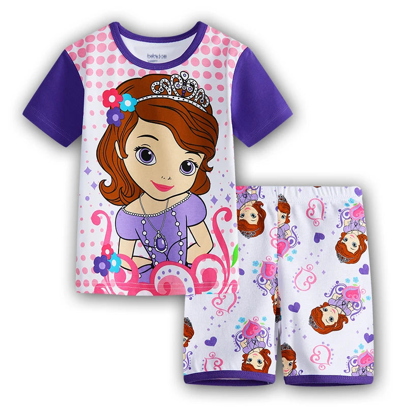 Pyjama Été Enfant – Ensemble Coton à Manches Courtes Elsa, Minnie & Autres Motifs | Fille & Bébé