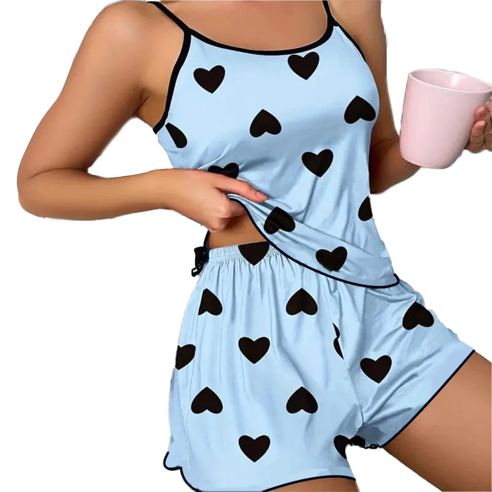 Pyjama Femme Été – Bretelles Fines & Short Imprimé