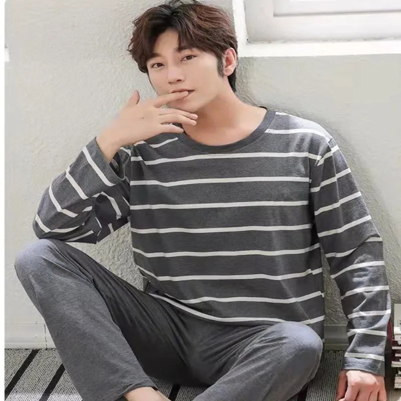 Pyjama Homme – Ensemble 2 Pièces à Carreaux Noirs | Style Décontracté & Extérieur