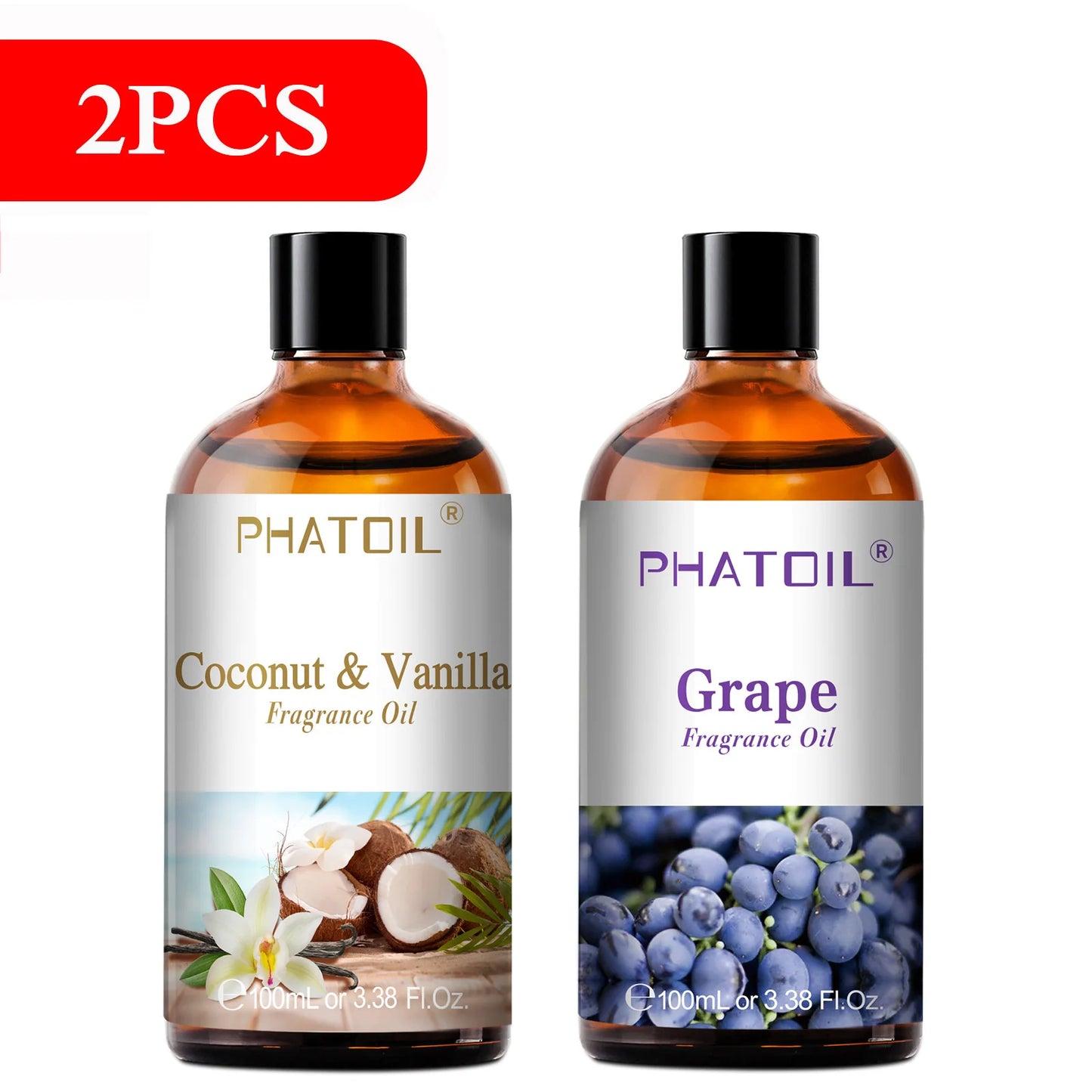 Huile Aromathérapie PHATOIL 100ml – Coco, Vanille, Fraise, Citron | Pour Diffuseur & Bougies