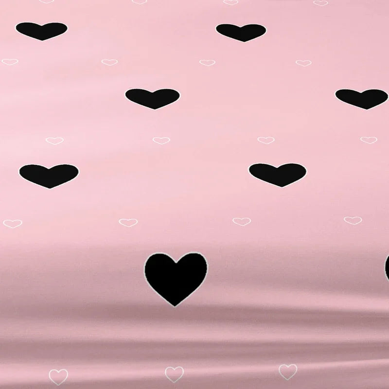 Drap-Housse Coton Mat Imprimé Cœur Géométrique – Design Moderne pour Lit Double ou Simple | Confort & Élégance