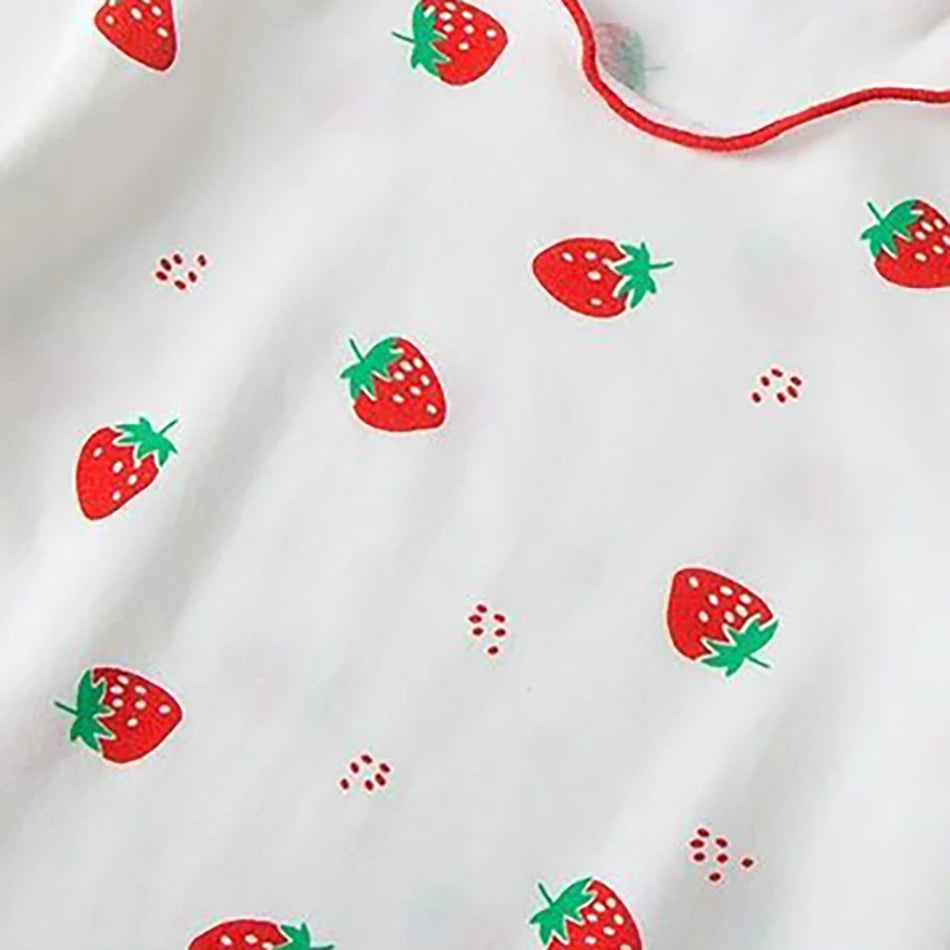 Pyjama Fille Été en Soie Glacée – Ensemble T-shirt & Pantalon Motif Cartoon | Léger, Confortable