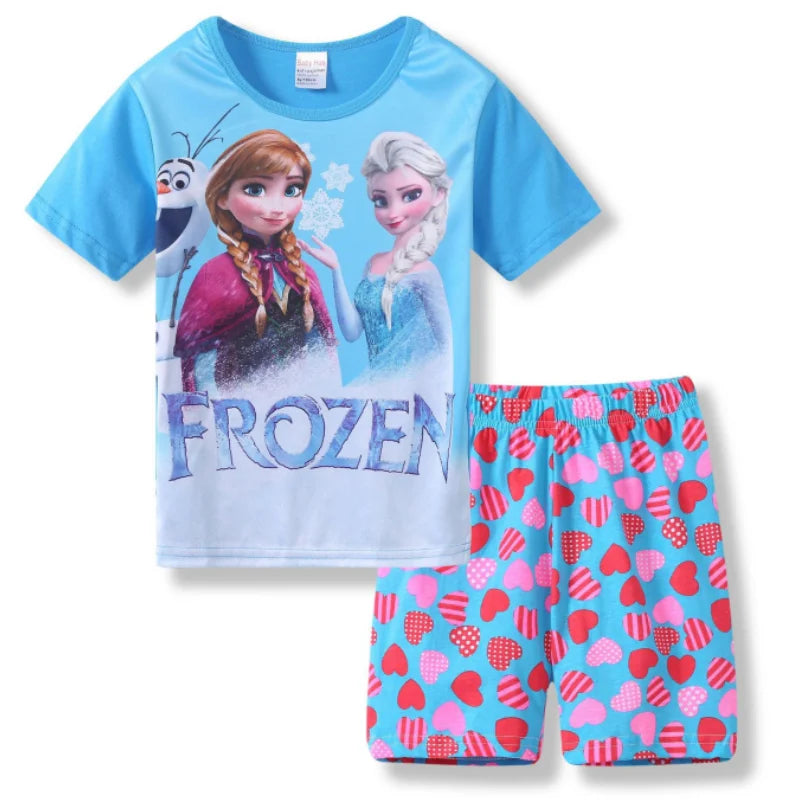 Pyjama Été Enfant – Ensemble Coton à Manches Courtes Elsa, Minnie & Autres Motifs | Fille & Bébé